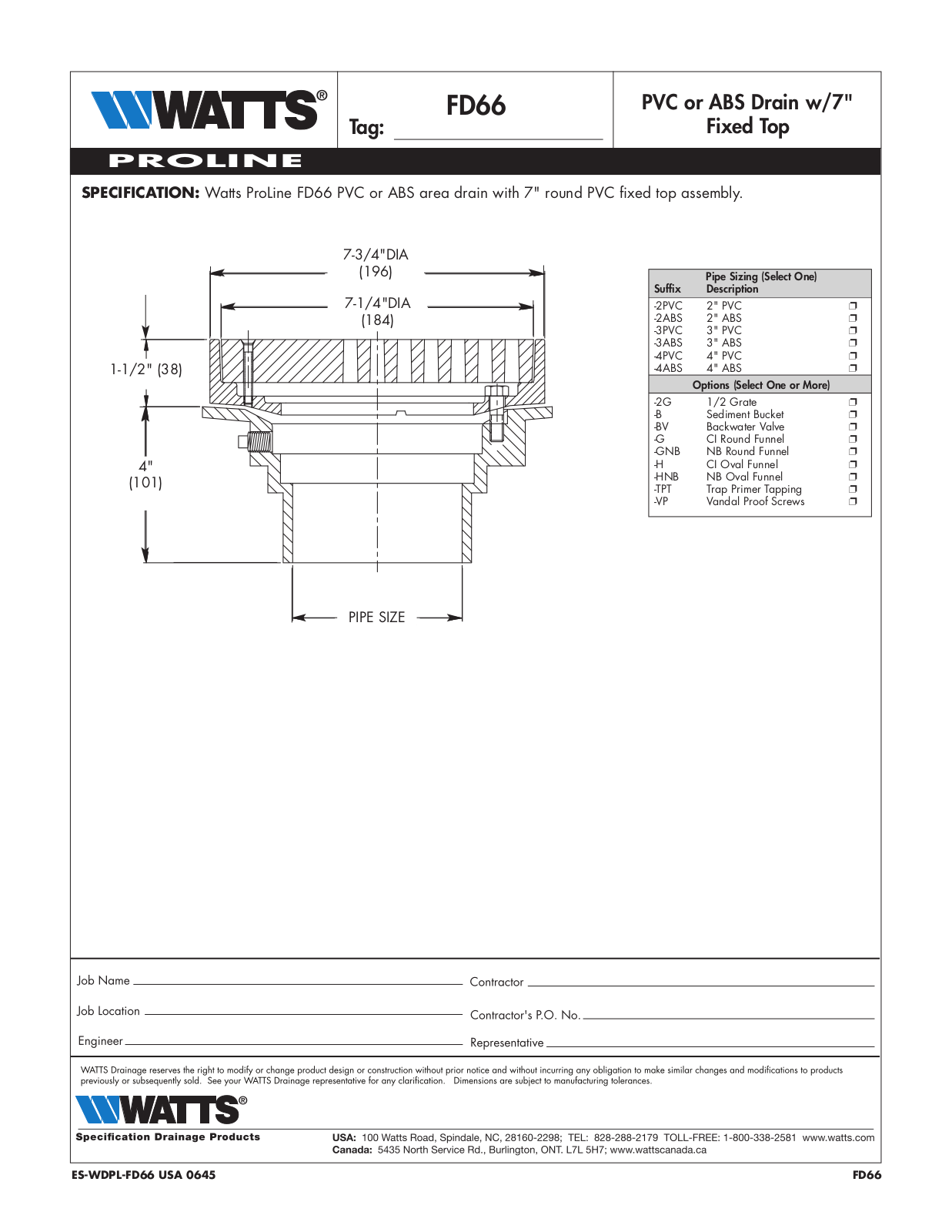 Watts FD66 User Manual