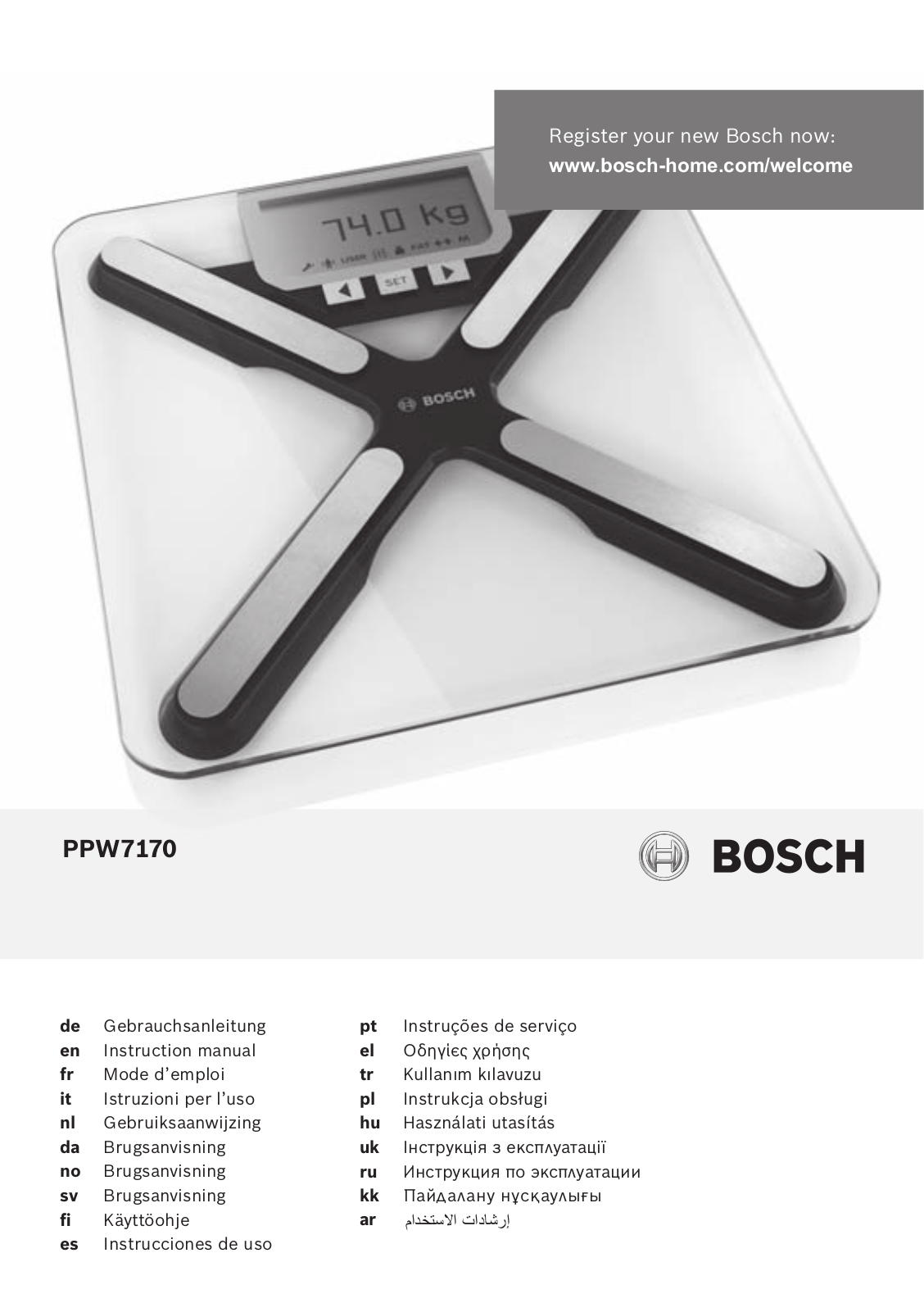 Bosch PPW7170 User Manual