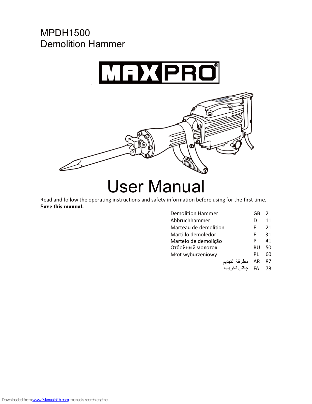 MaxPro MPDH1500 User Manual