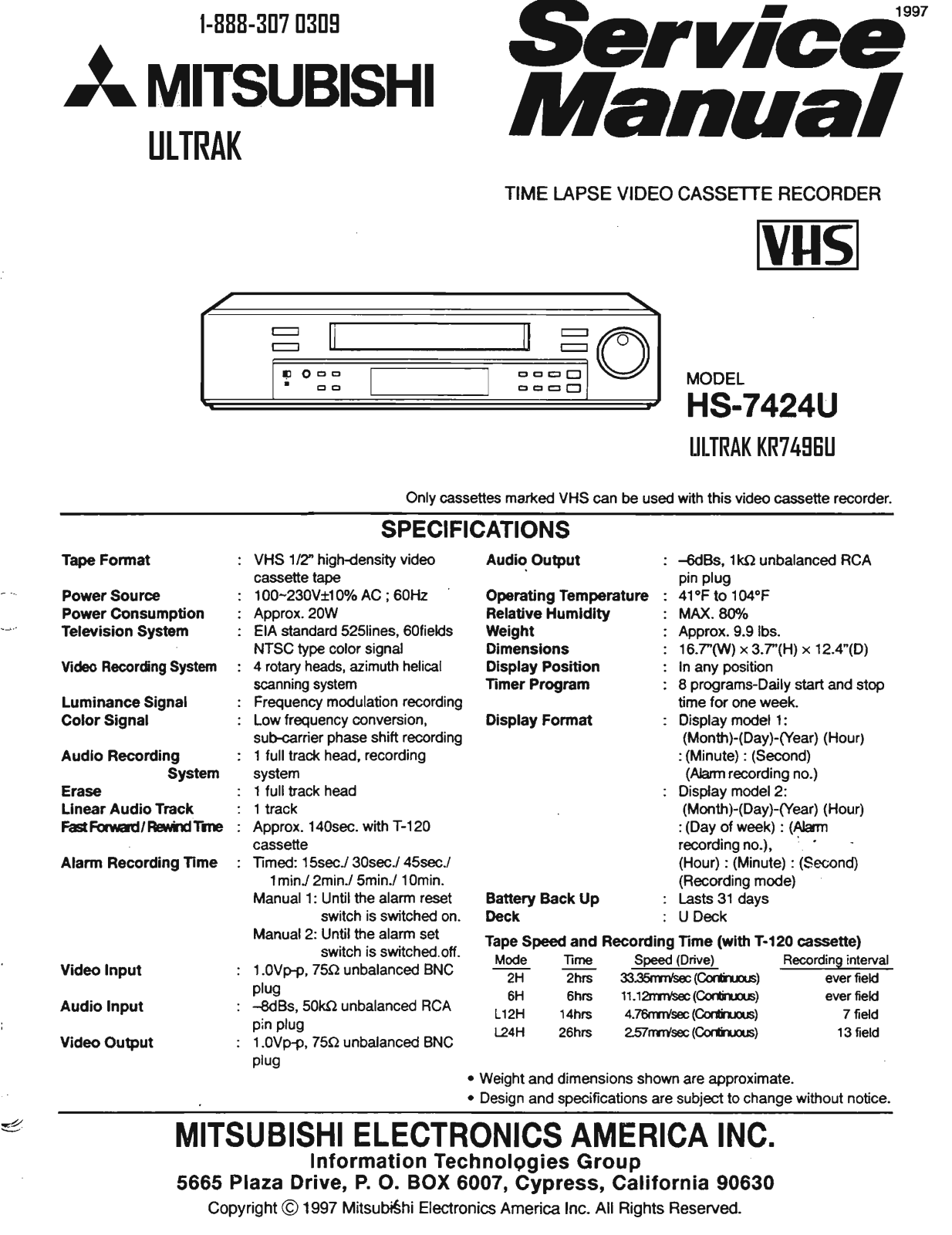 Mitsubishi HS-7424-U Service manual