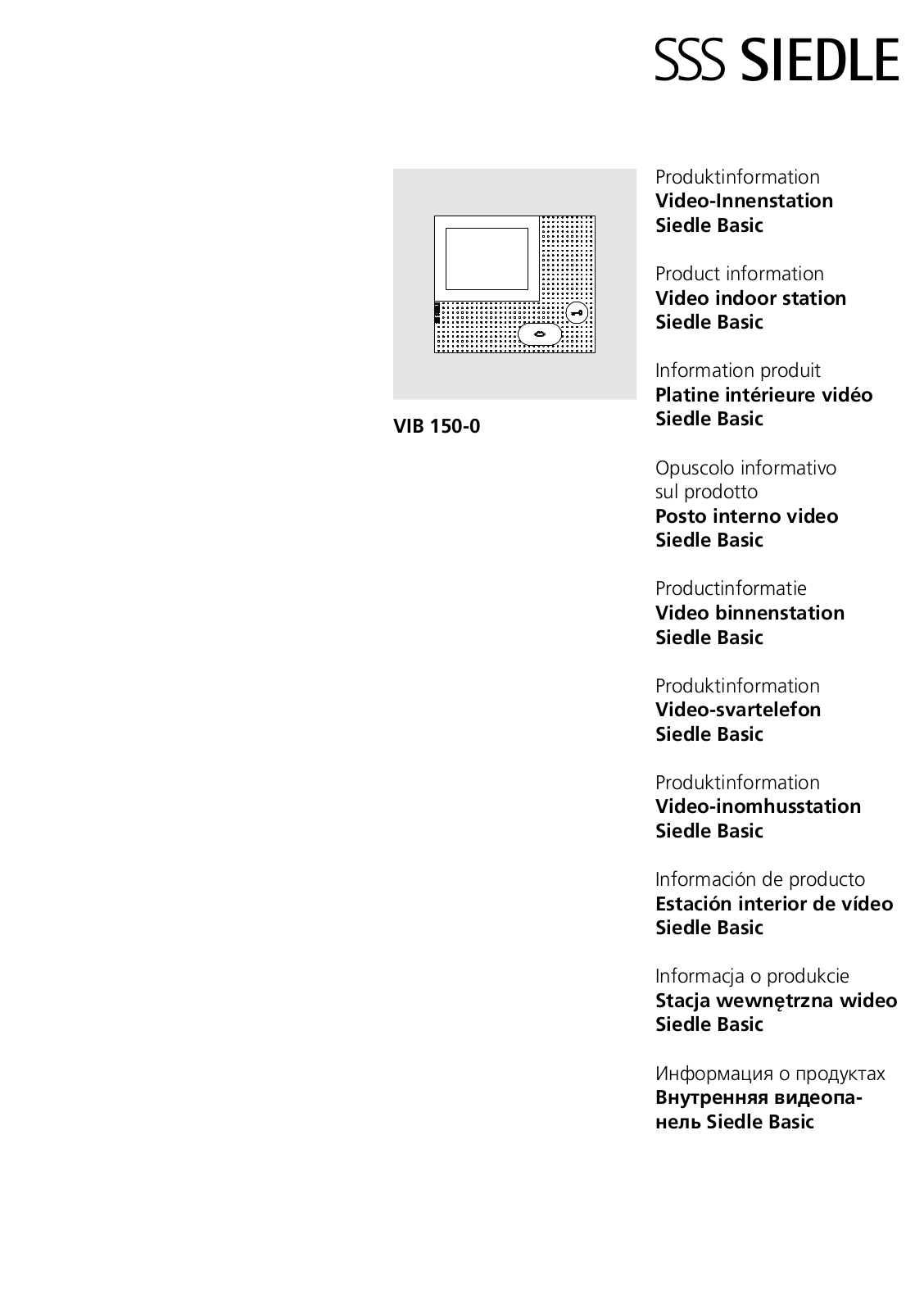 SSS Siedle Basic VIB 150-0 Product Information - ManualMachine.com