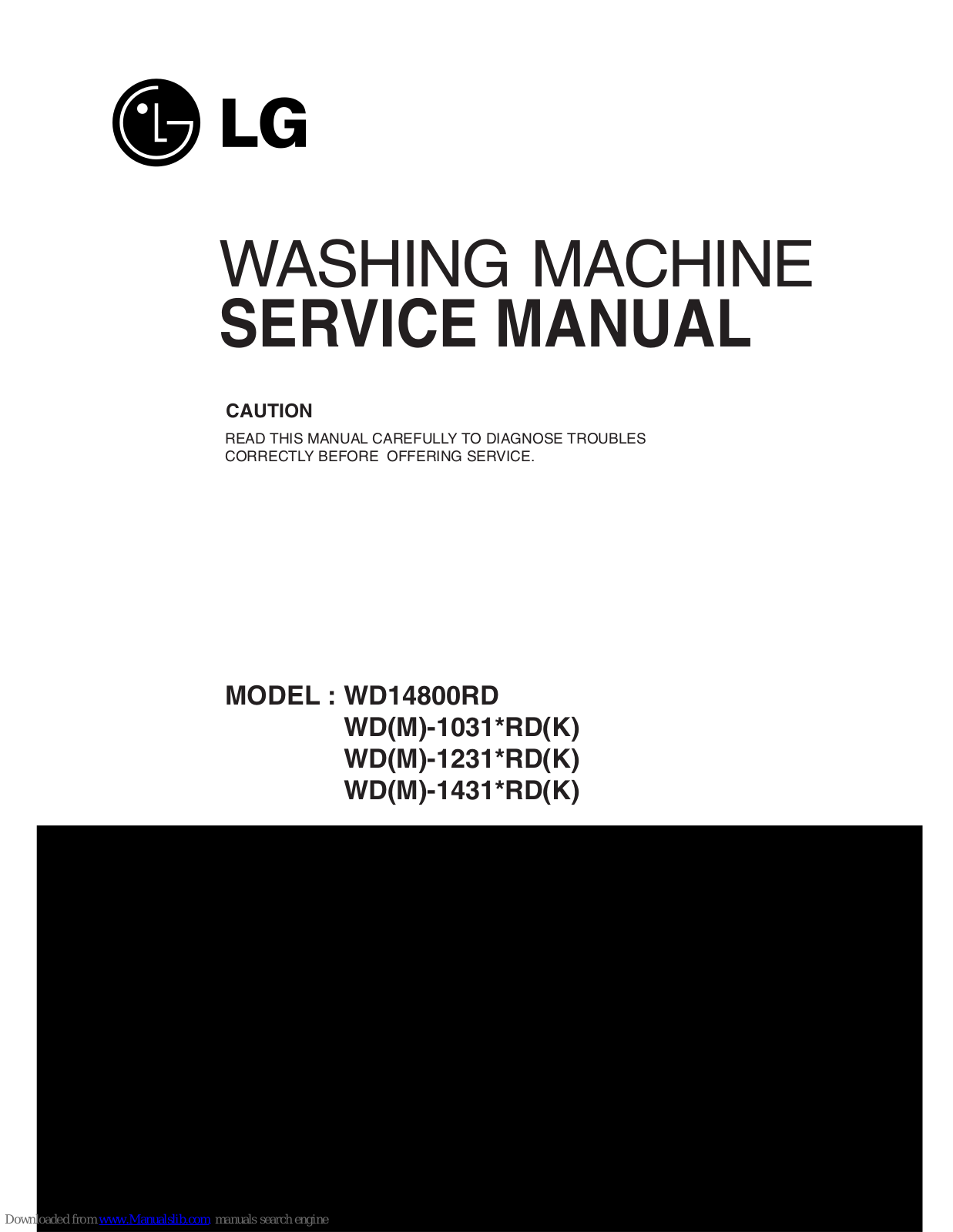 LG WD-1031*RD, WD-1031*RDK, WDM-1031*RD, WDM-1031*RDK, WD-1231*RD Service Manual