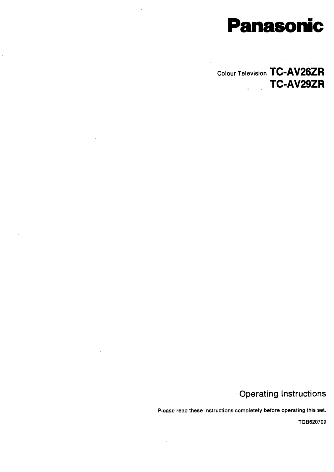 Panasonic TC-AV26ZR, TC-AV29ZR User Manual