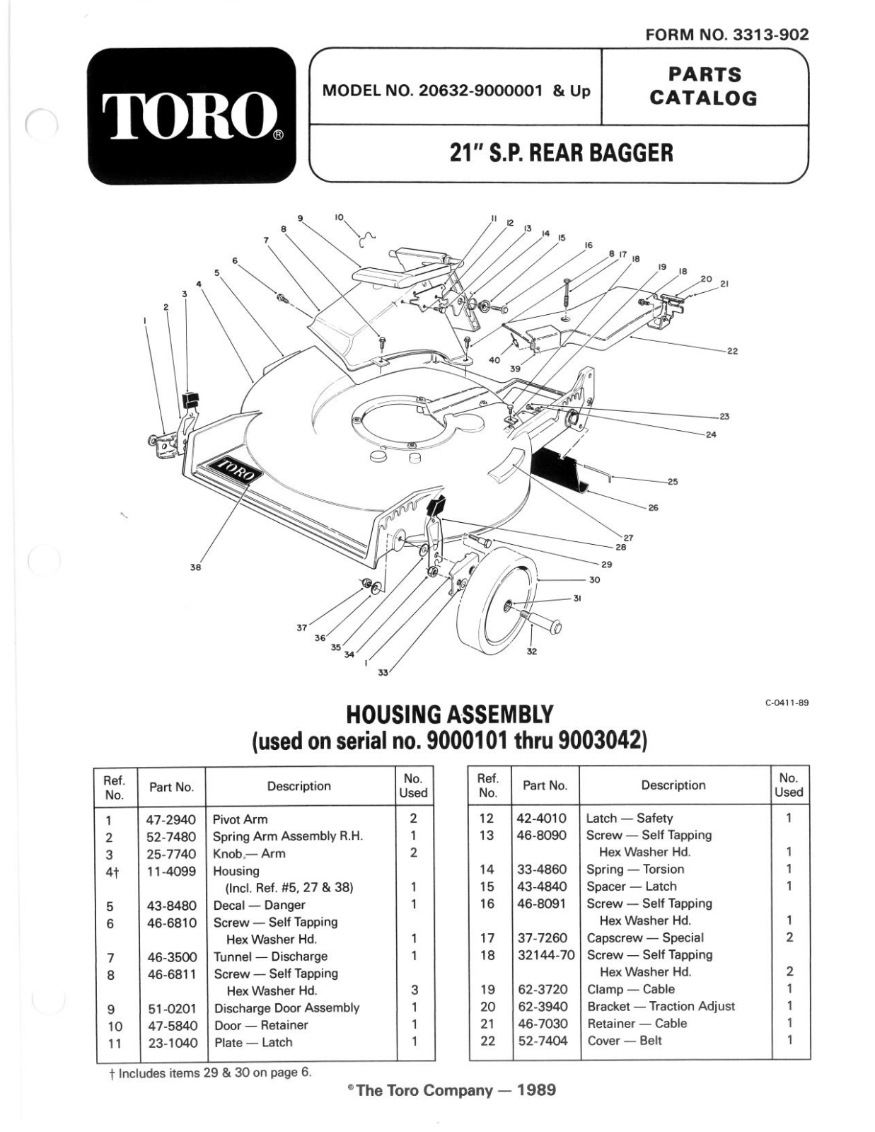 Toro 20632 Parts Catalogue