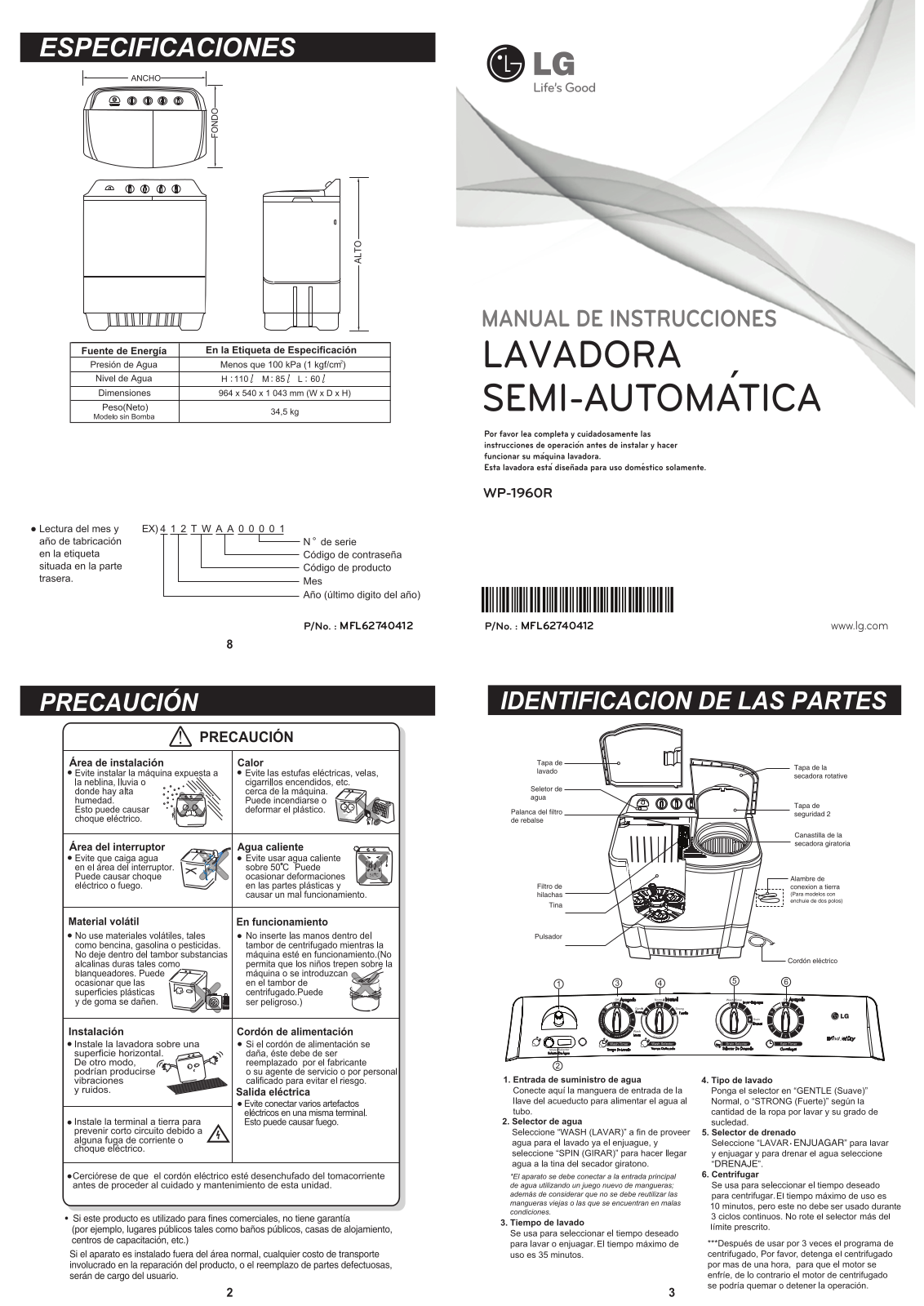 LG WP-1960R Owner's Manual