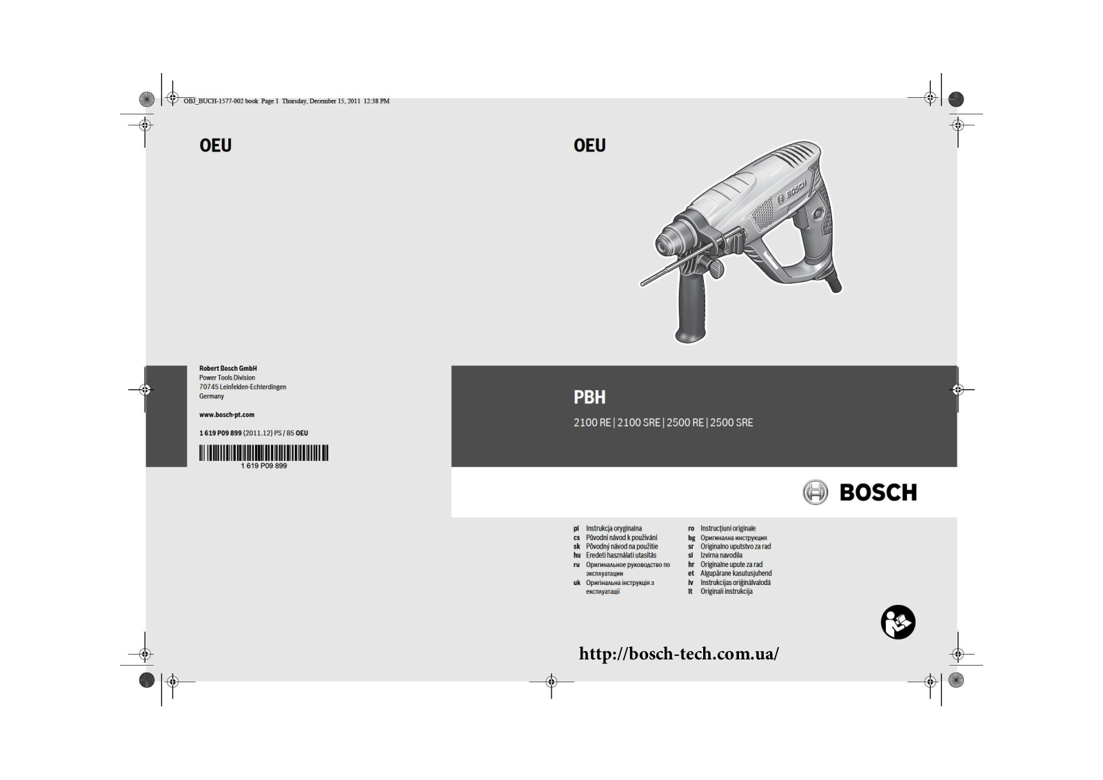 Bosch PBH 2100 RE User Manual
