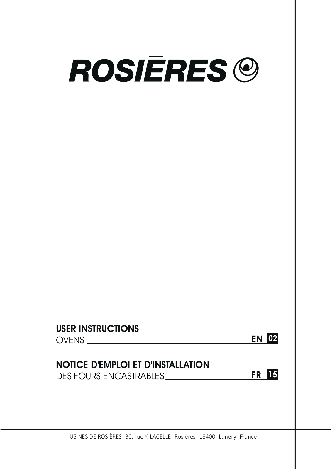 Rosieres RFT4550AV, RFT4550INM User Manual