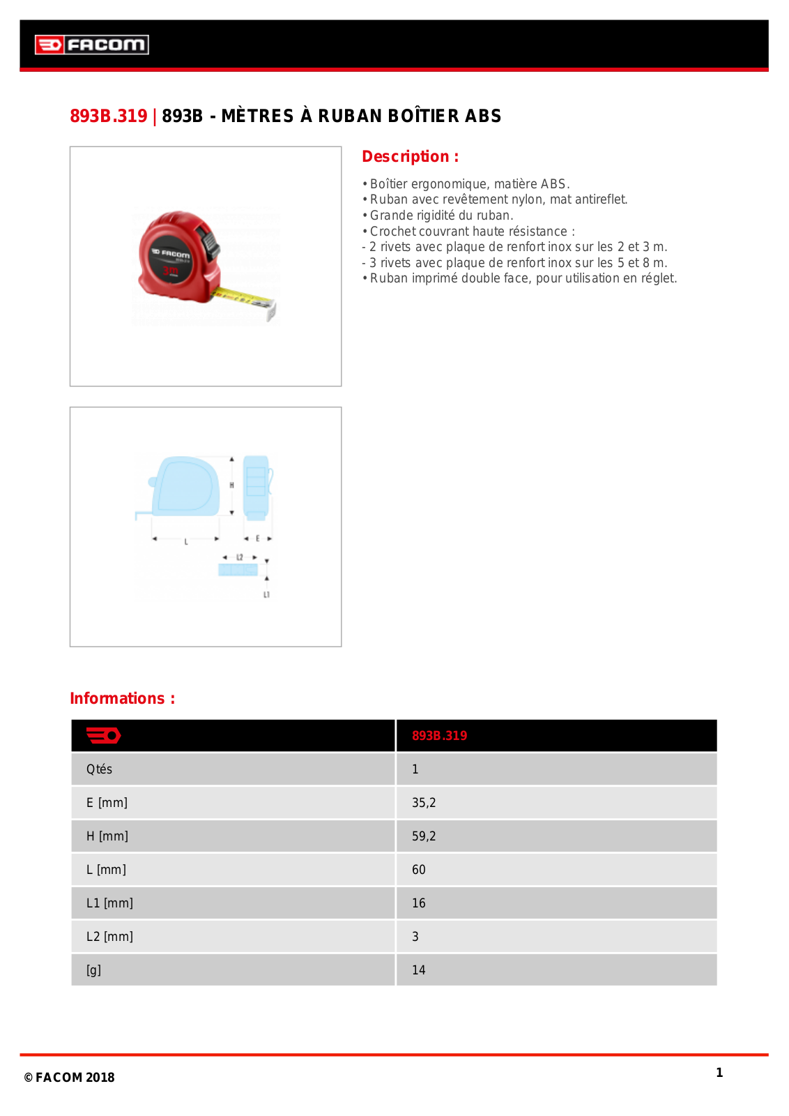 Facom 893B.319PB Specification - ManualMachine.com