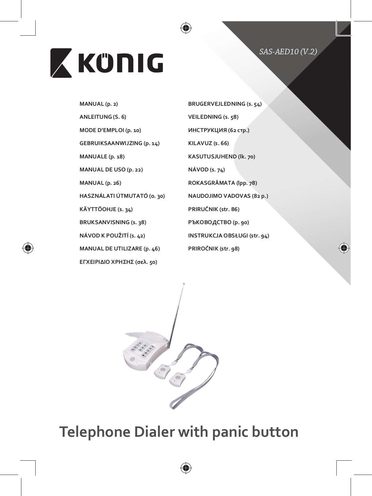 Konig telephone dialer with panic button User Manual