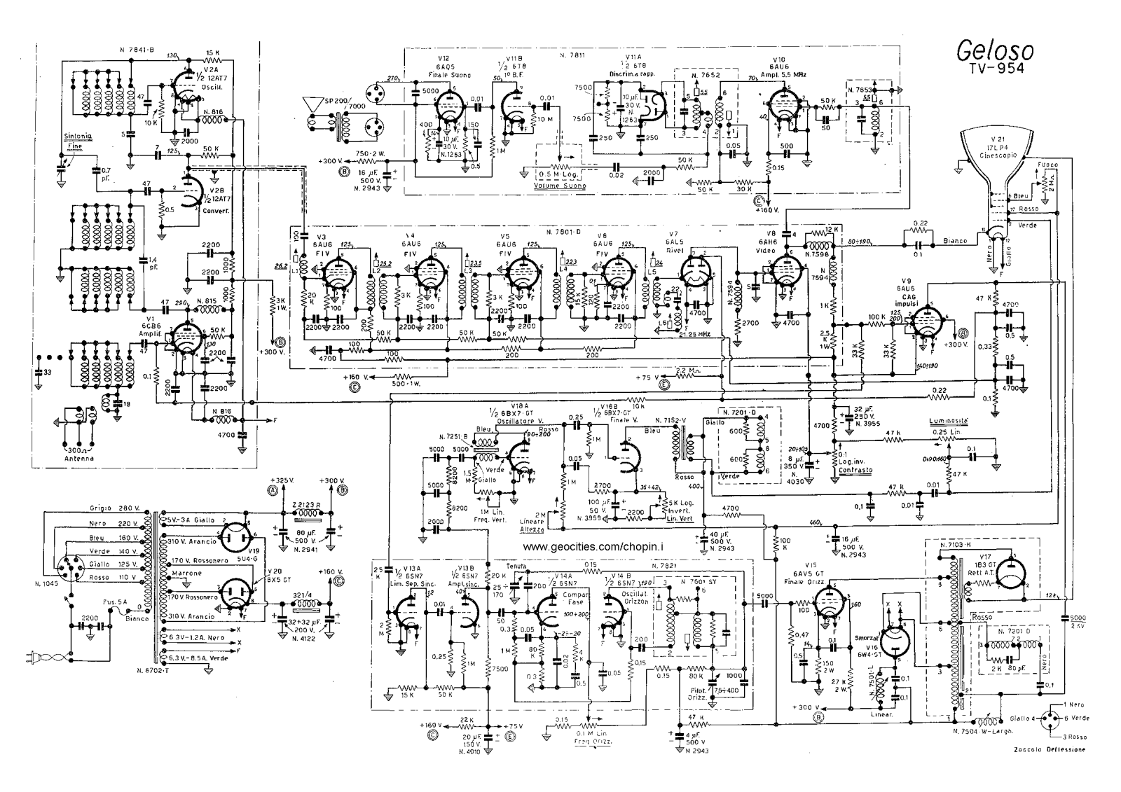 Geloso tv 954 schematic