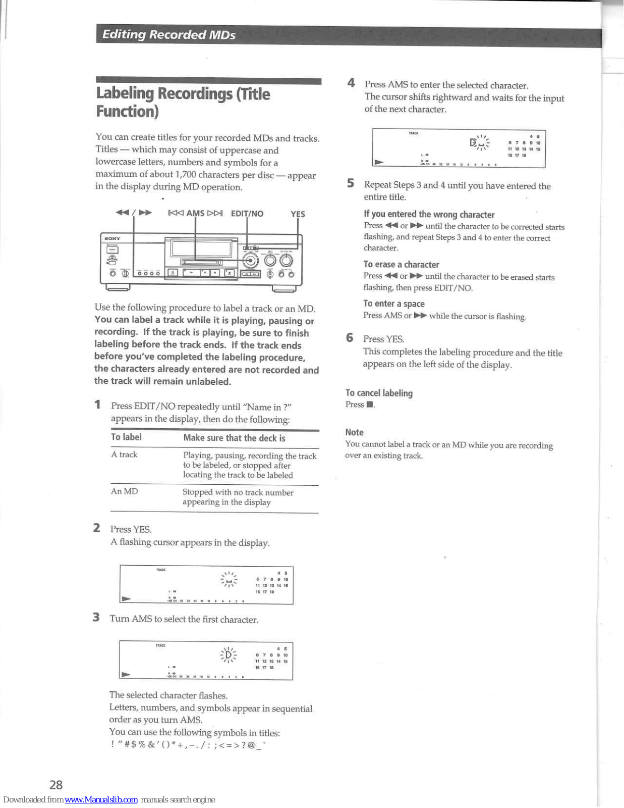 Sony MDS-JA3ES Operating Instructions addendum Page 26 and 27, MDS-JA3ES - Es Minidisc Recorder Operating Instructions Manual