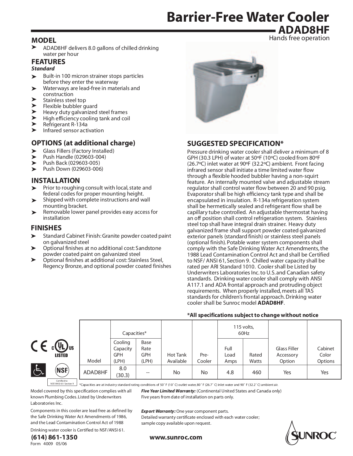 Oasis ADAD8HF User Manual