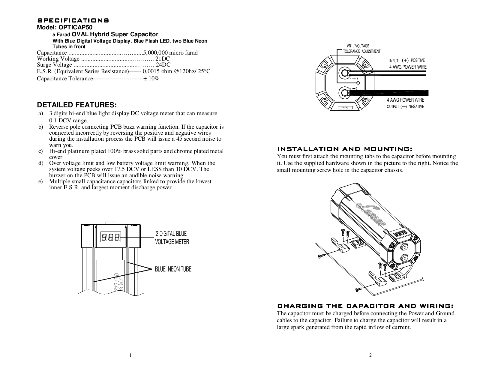 Lanzar OPTICAP50 Installation Manual