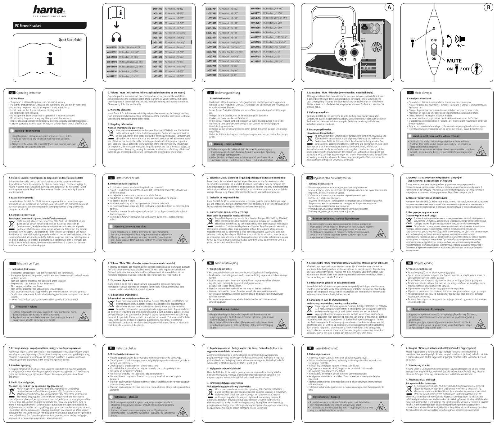 Hama HS-320 operation manual