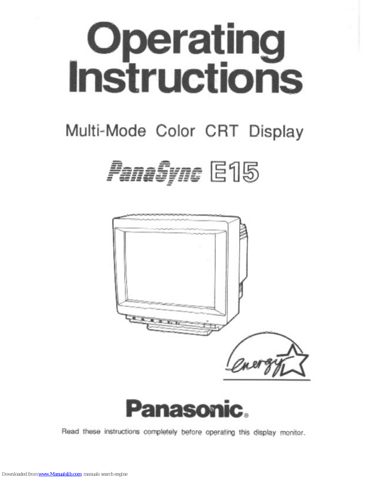 Panasonic PANASYNC E15 User Manual