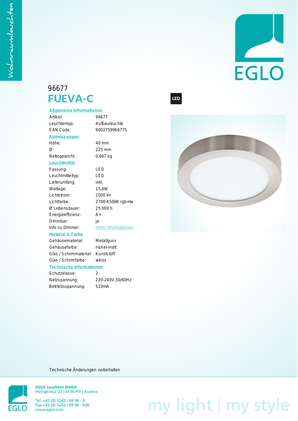 Eglo 96677 Service Manual