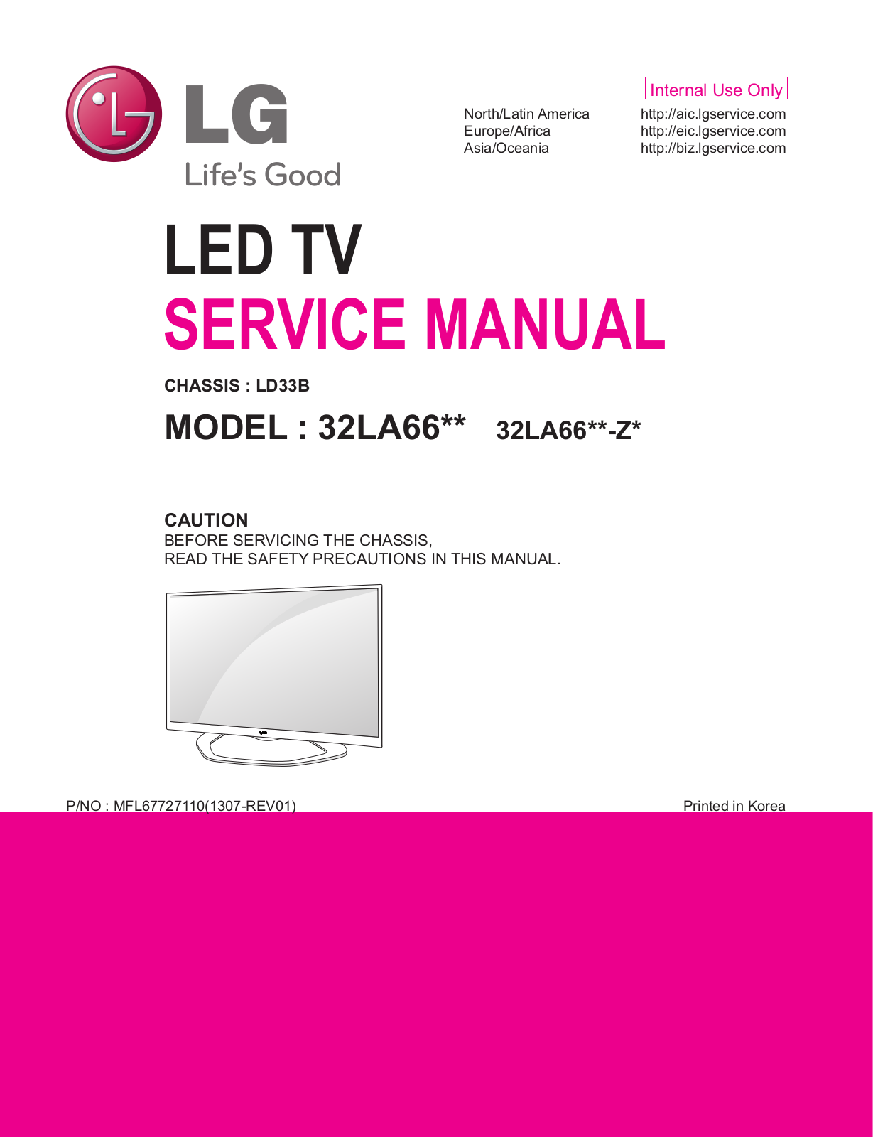 LG 32LA660S, 32LA660V, 32LA662V, 32LA667S, 32LA667V Service manual