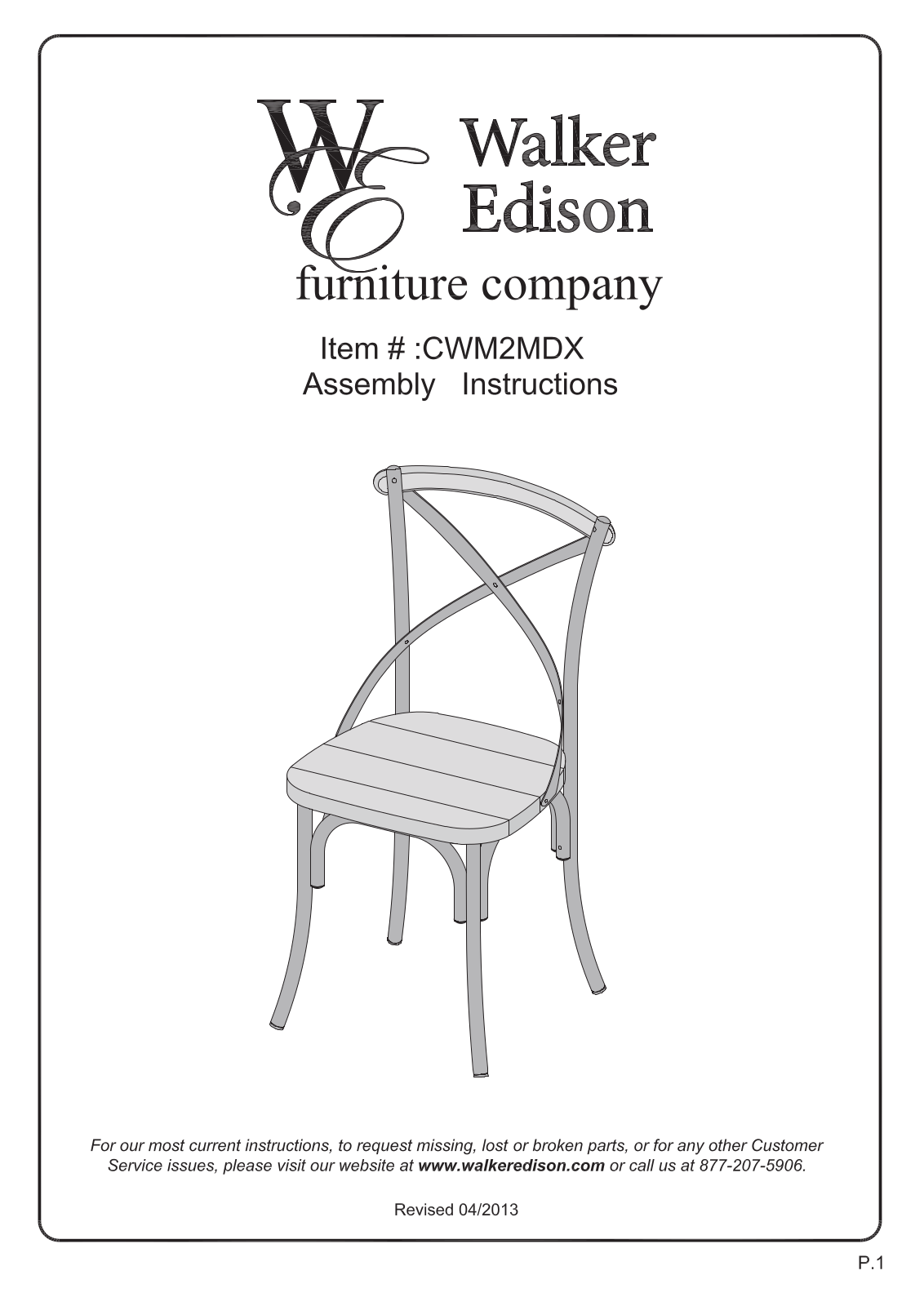 Walker Edison Furniture CWM2MDX User Manual