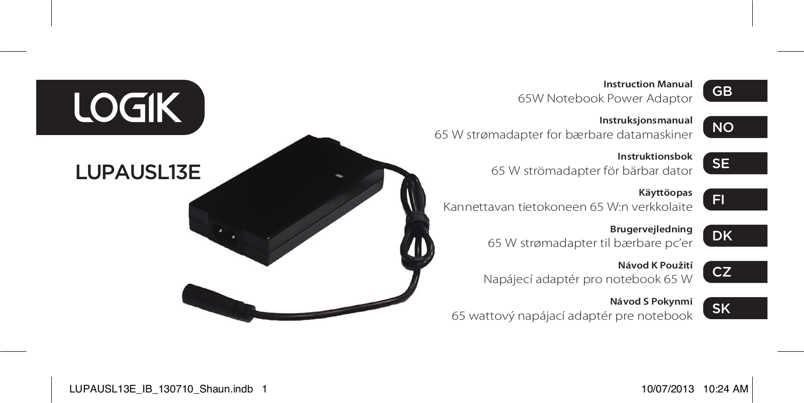 Logik LUPAUSL13E Instruction Manual