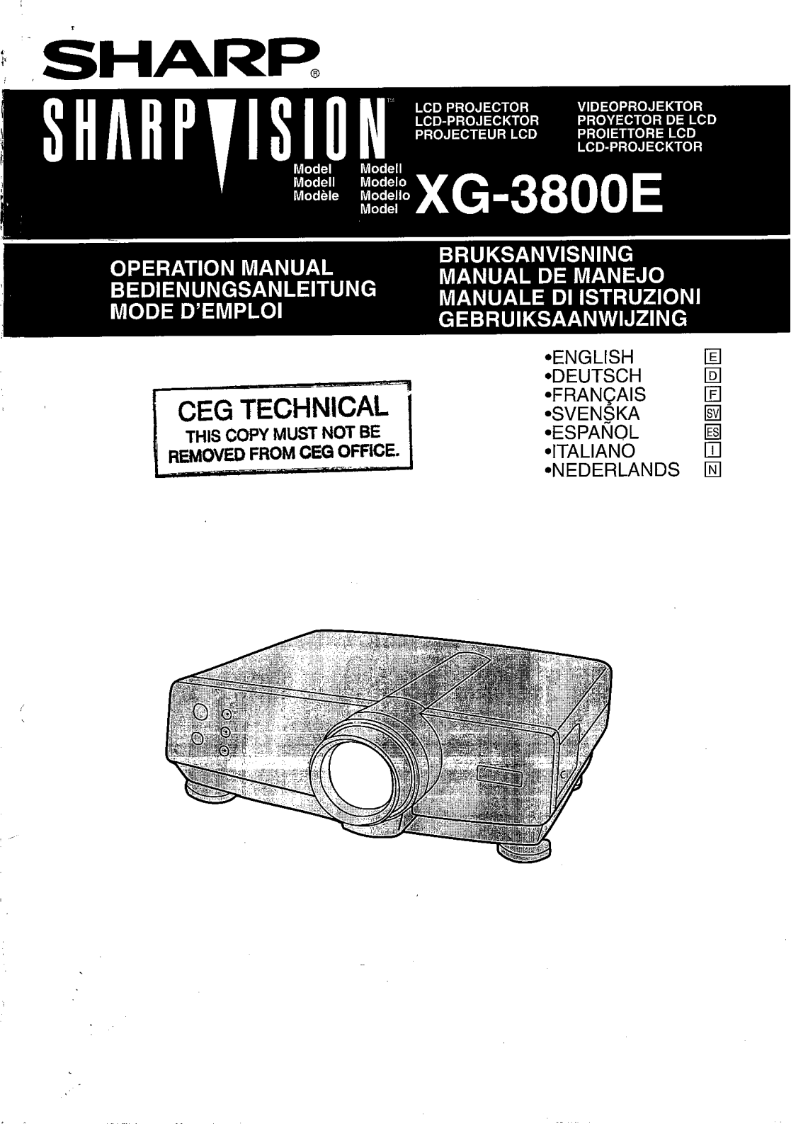 Sharp XG3800E Manual