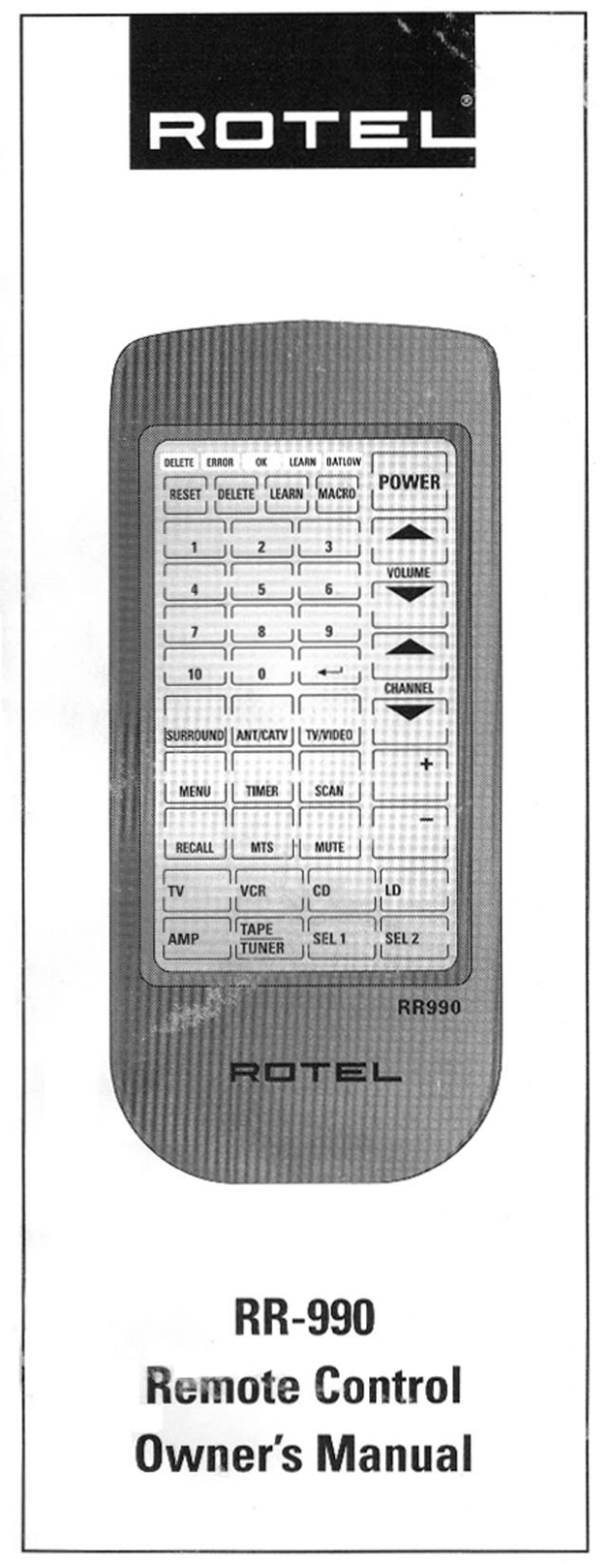 Rotel RR-990 Owners manual