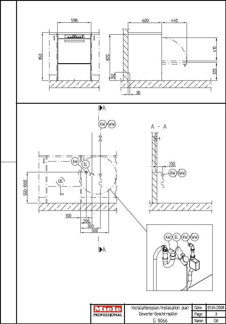 Miele G 8066 Installation form