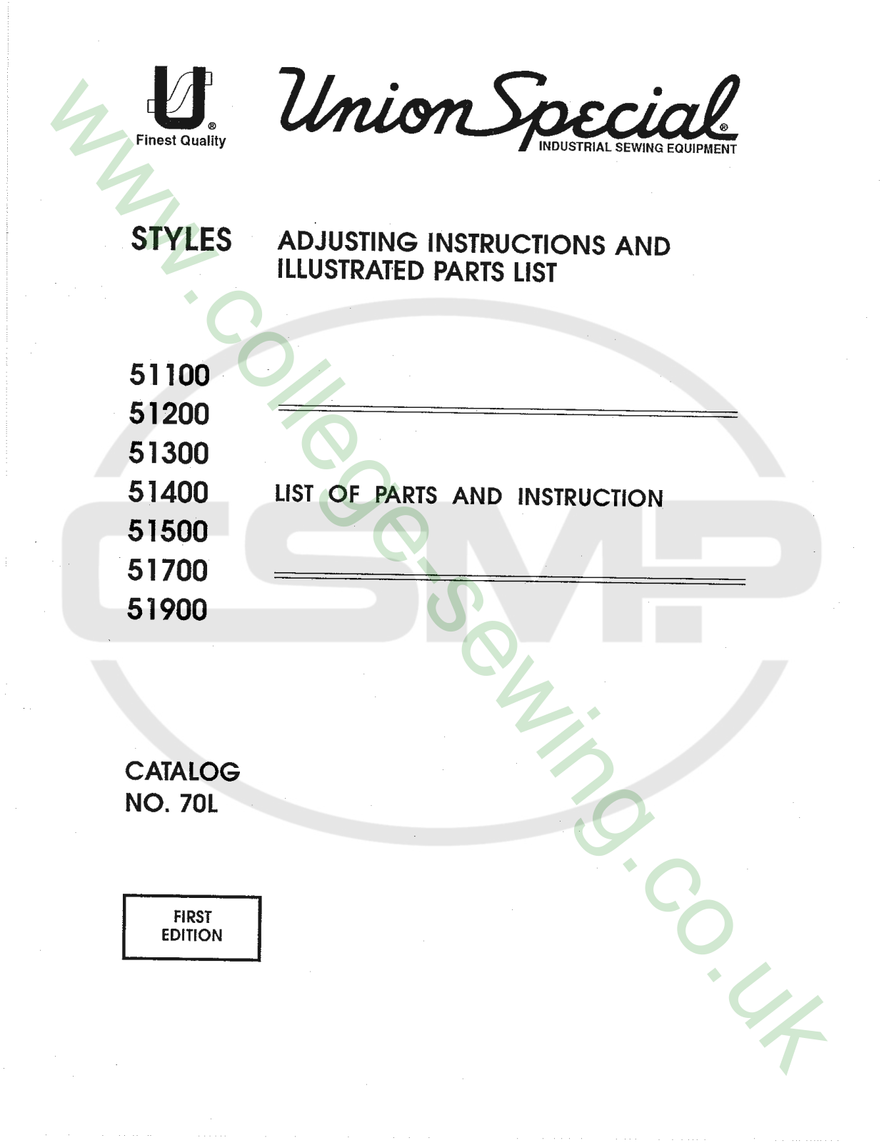 Union Special 70L Parts Book