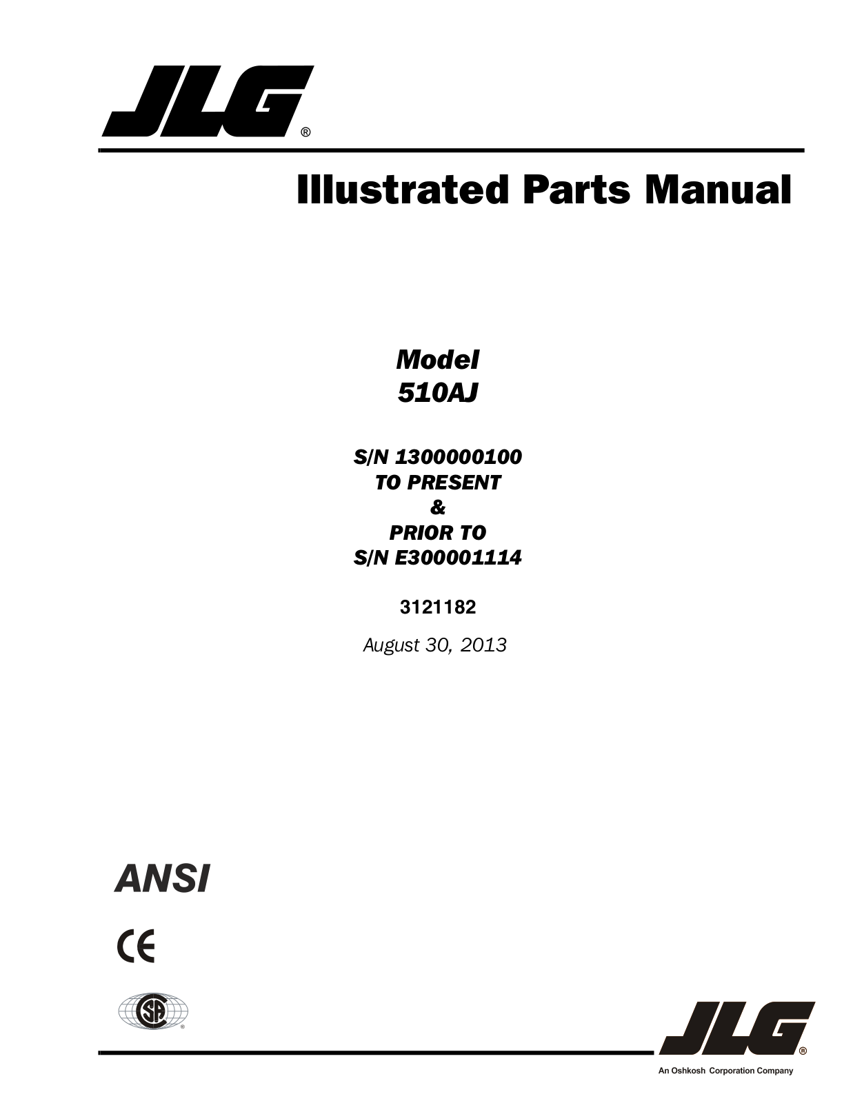 JLG 510AJ Parts Manual
