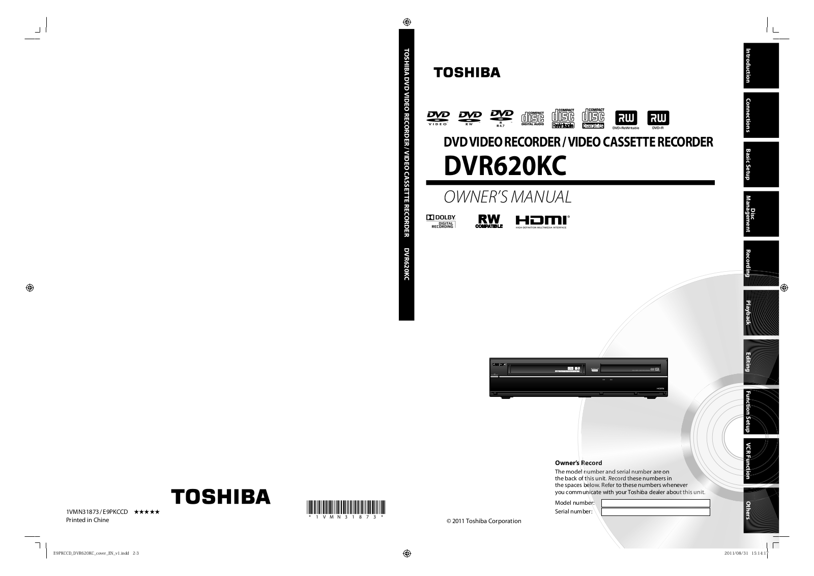 Toshiba DVR620KC User Manual