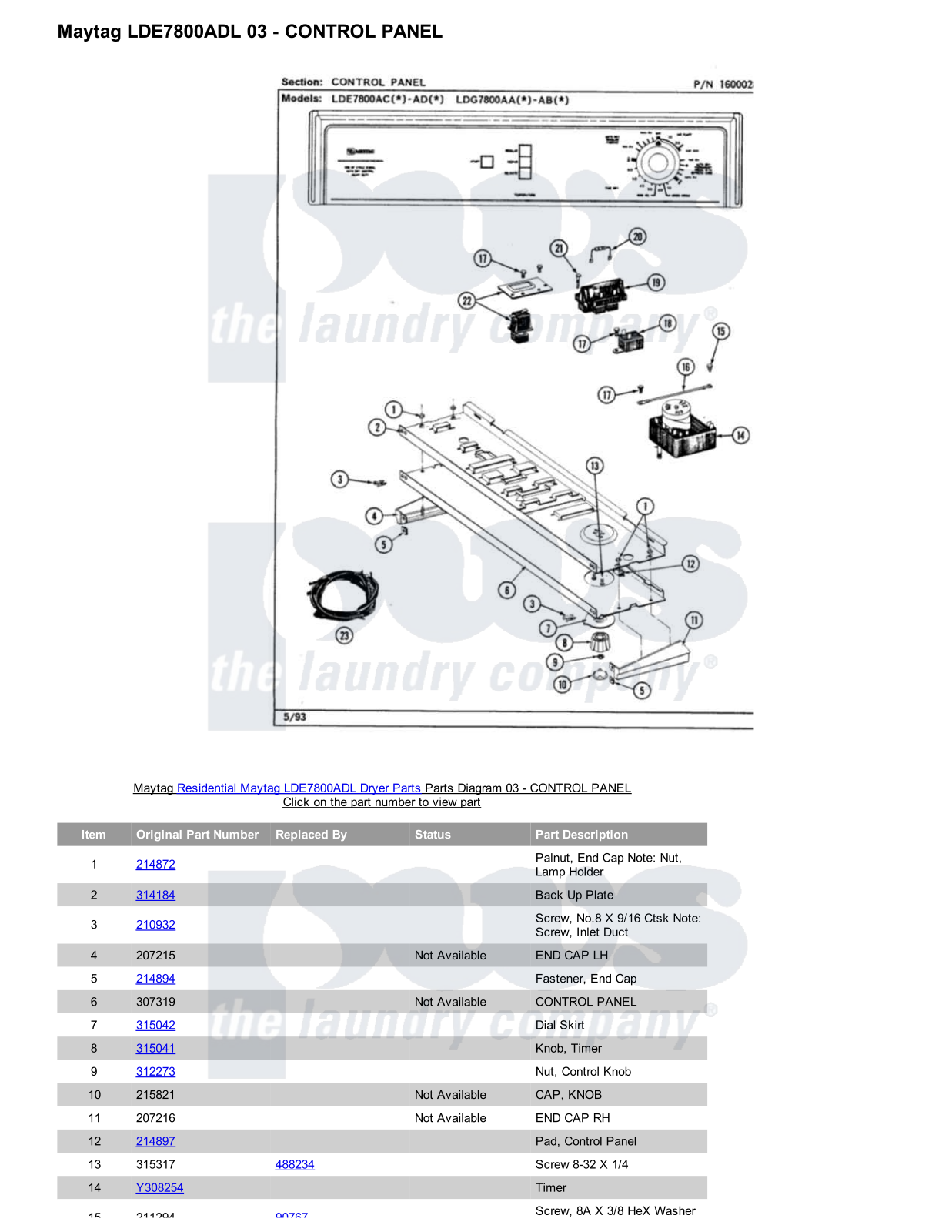 Maytag LDE7800ADL Parts Diagram