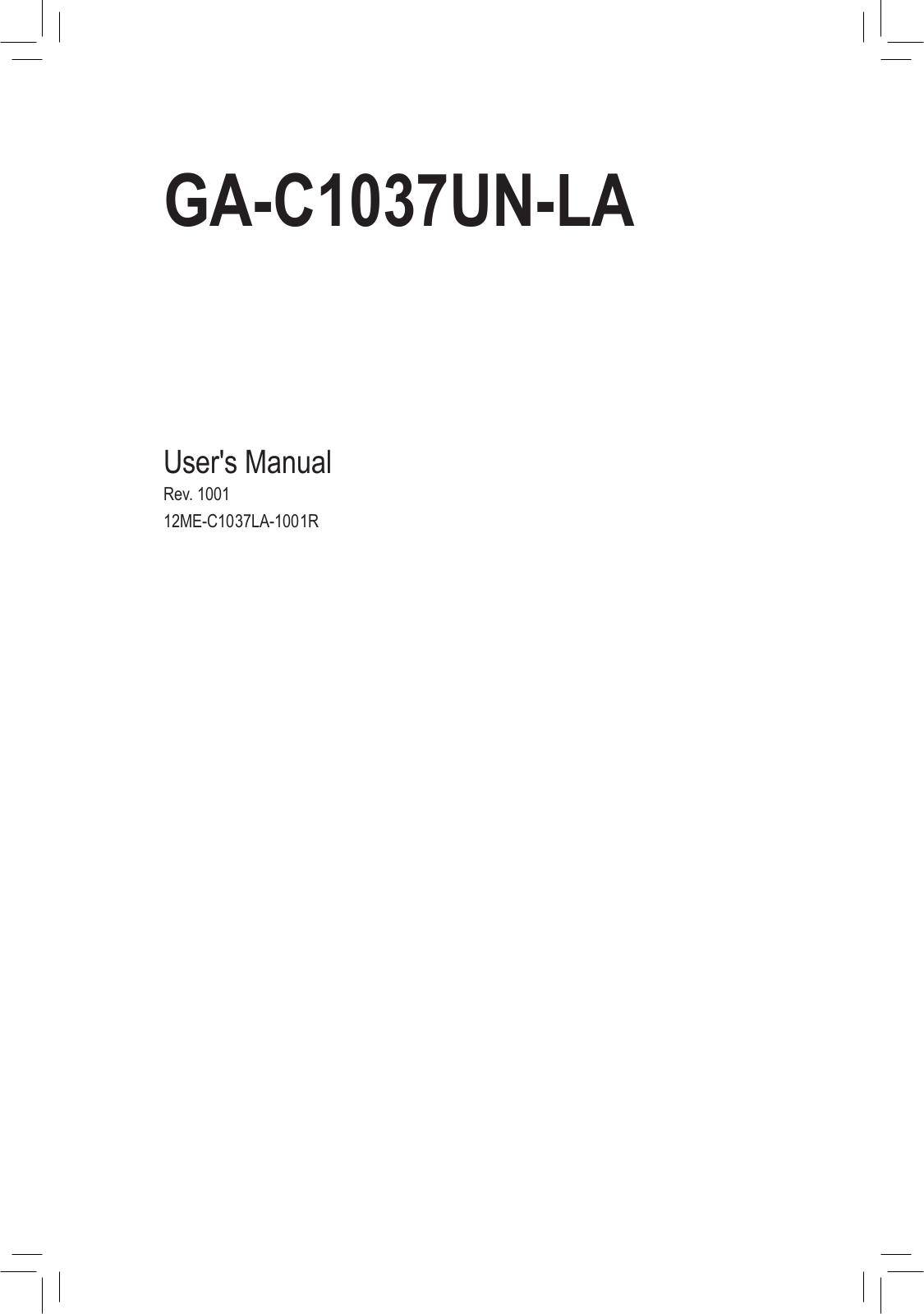 Gigabyte GA-C1037UN-LA User Manual