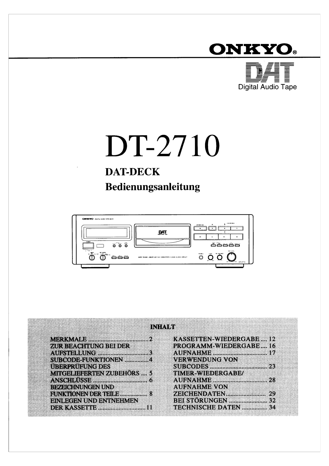 Onkyo DT-2710 Owners Manual