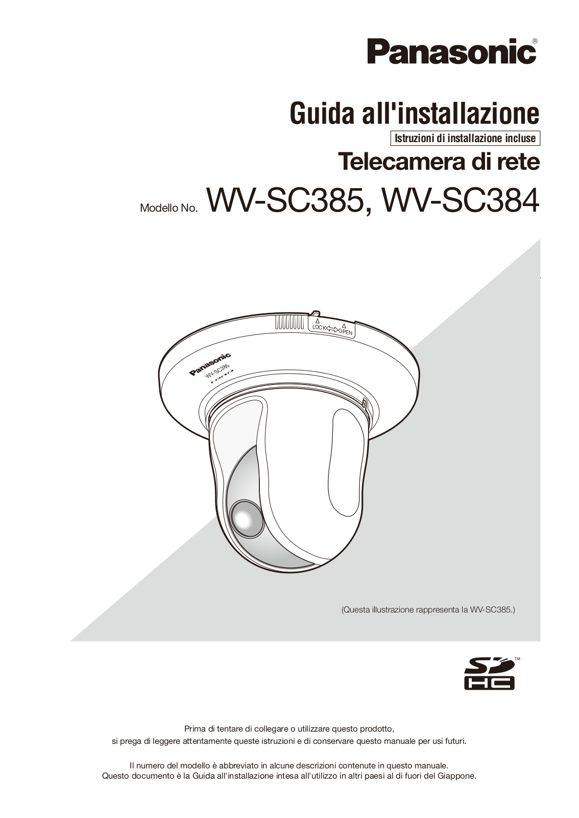 Panasonic WV-SC385, WV-SC384 Installation Manual