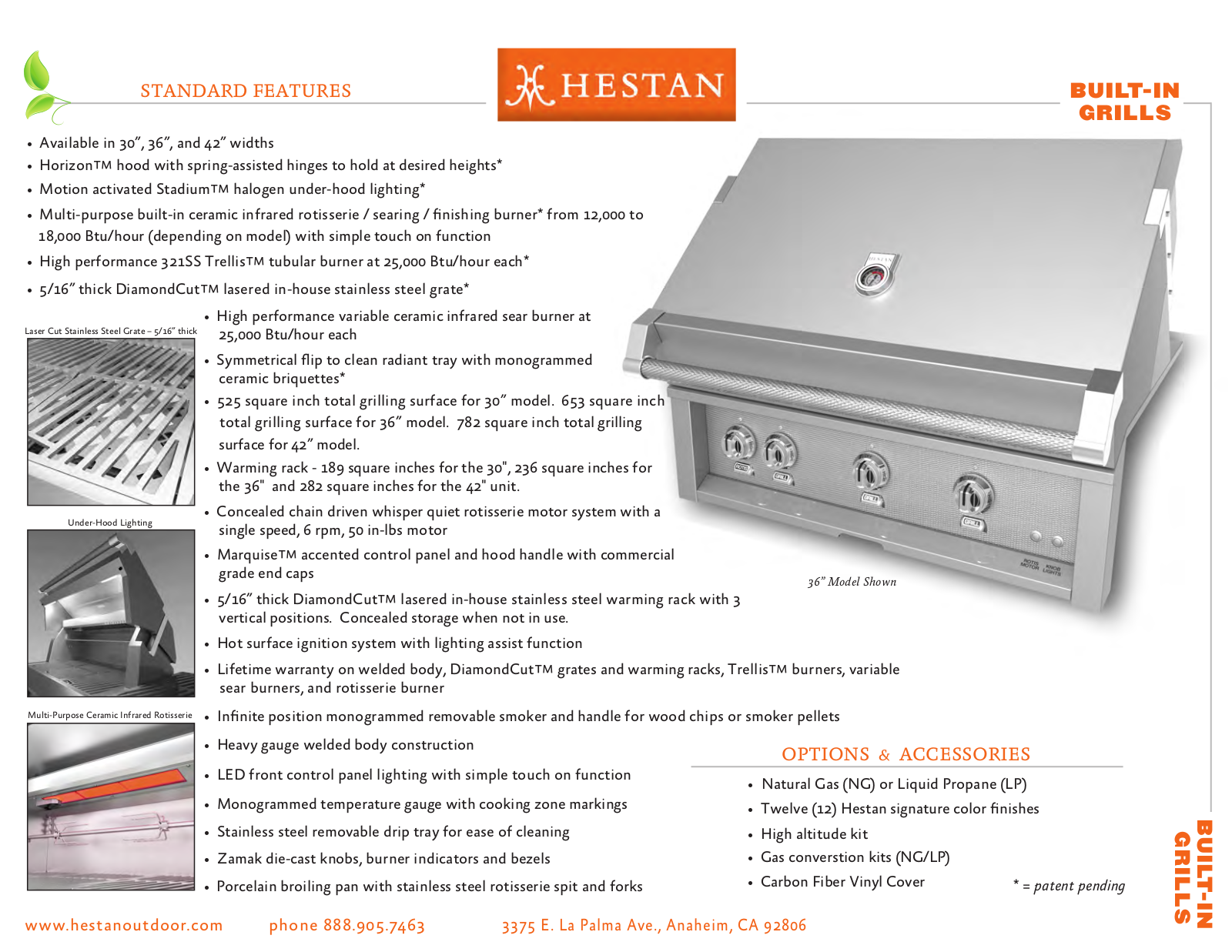 Hestan GSBR36LPTQ, GSBR42LPTQ, GABR42NGTQ, GABR42LP, GMBR42LP Specifications