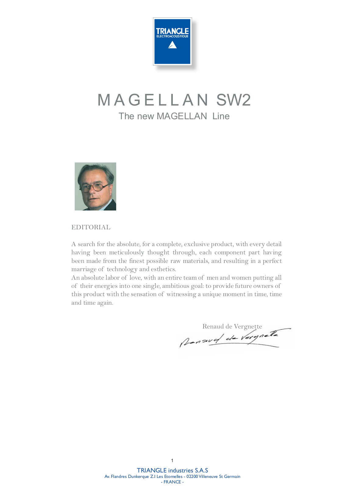 Triangle Magellan SW-2 Owners manual