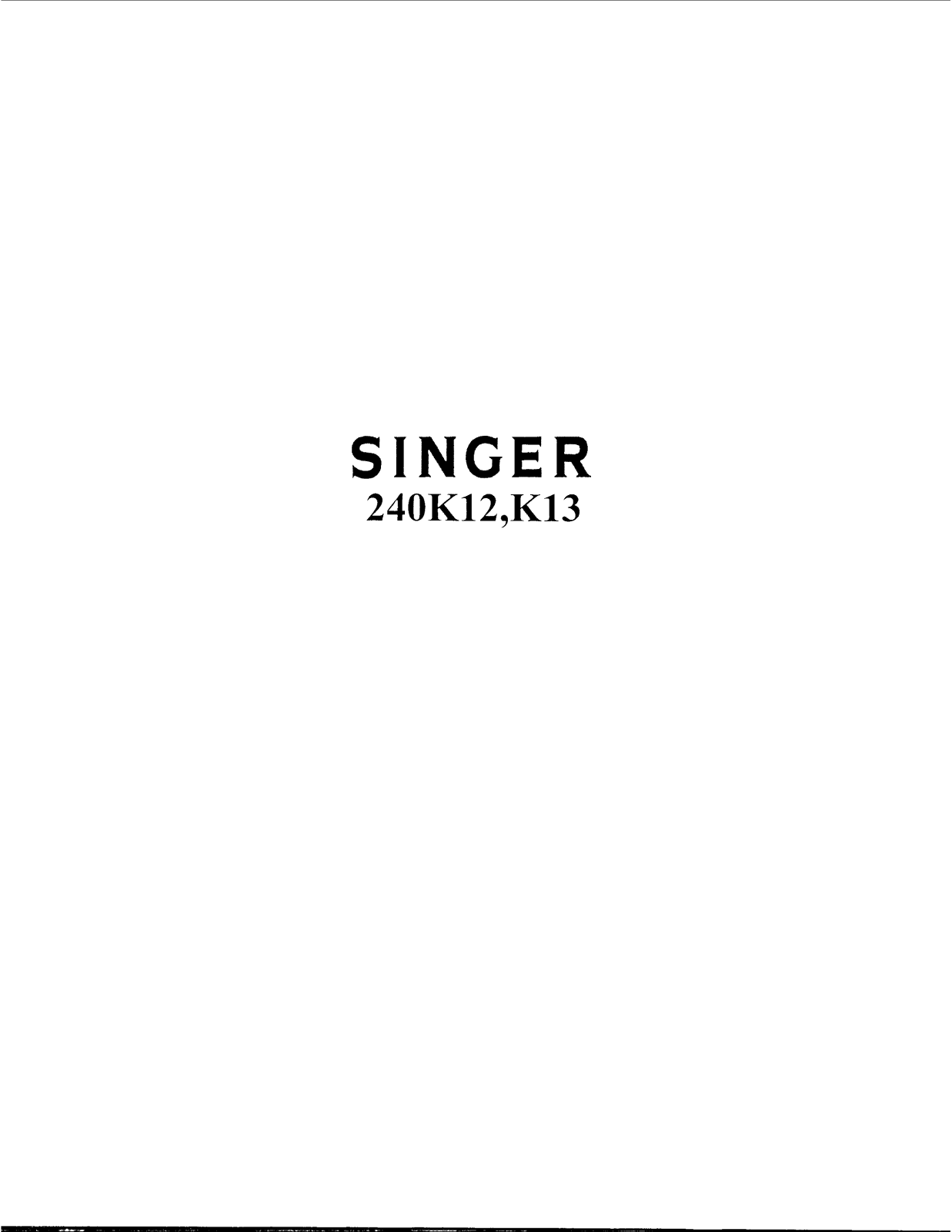 SINGER 240K12, 240K13 Parts List