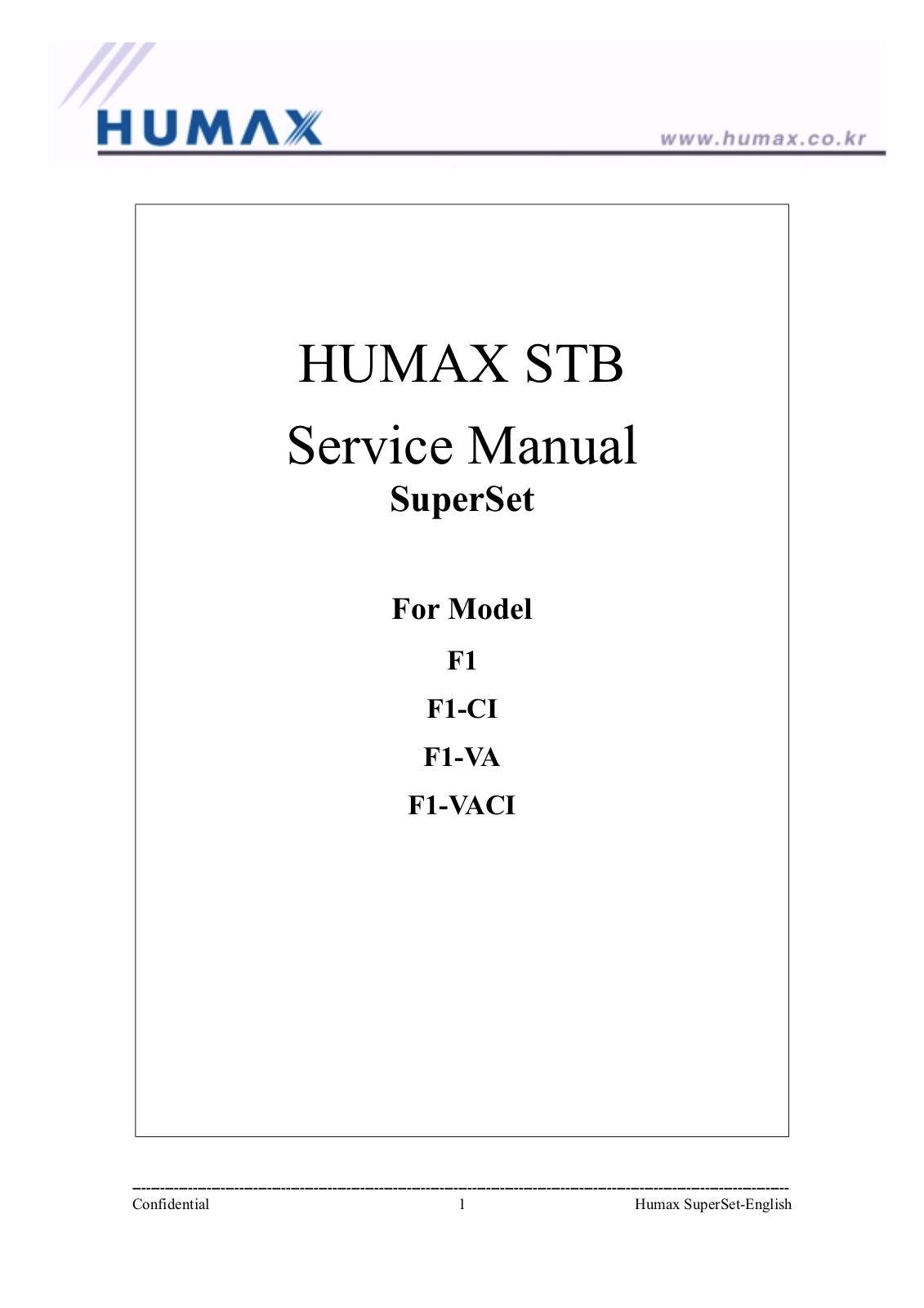 HUMAX F 1 Service Manual