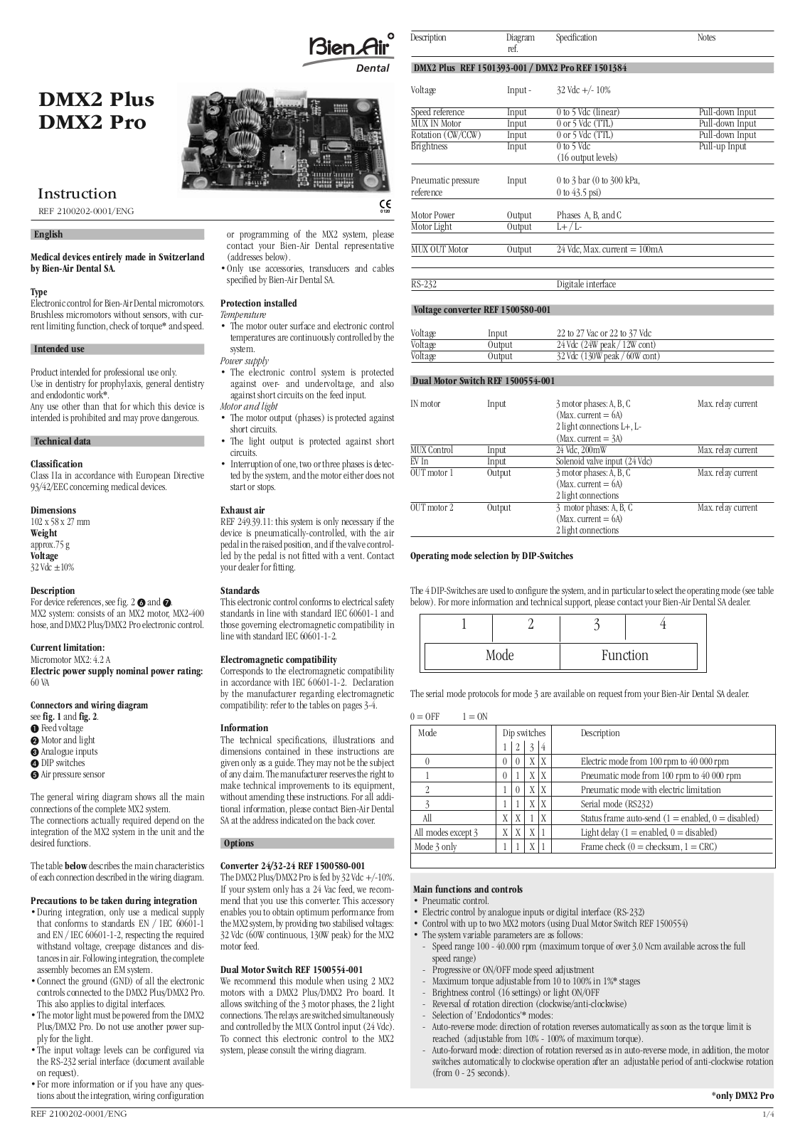 Bien Air DMX2 Plus, DMX2 Pro Instruction Manual - ManualMachine.com