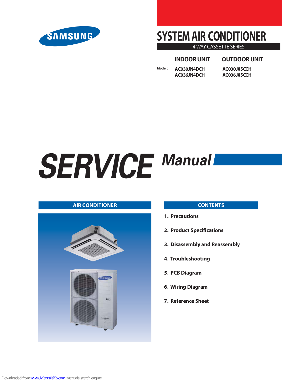 Samsung AC030JN4DCH, AC036JN4DCH, AC030JXSCCH, AC036JXSCCH Service Manual