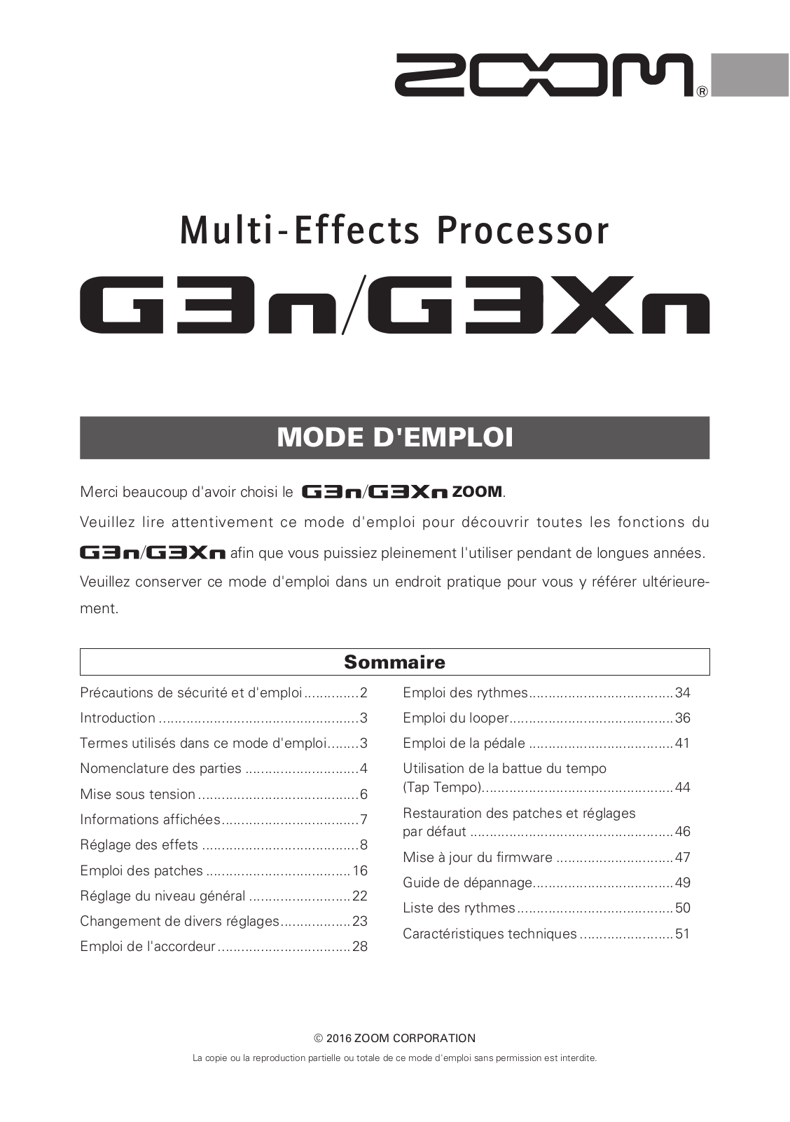 Zoom G3Xn, G3N User Manual