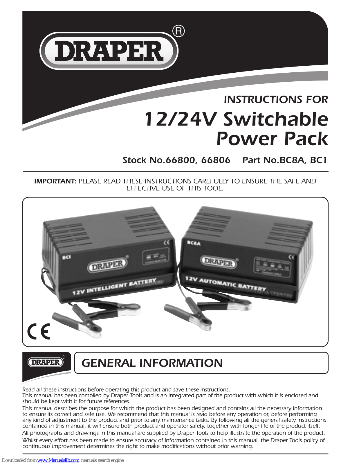 Draper BC8A, BC1 Instructions Manual - ManualMachine.com