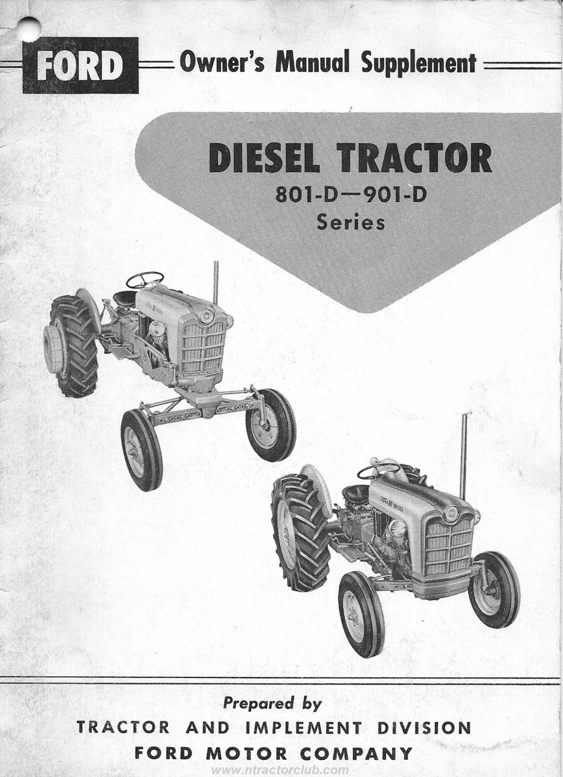 Ford 801-D 1958, 901-D 1958 Owner's Manual