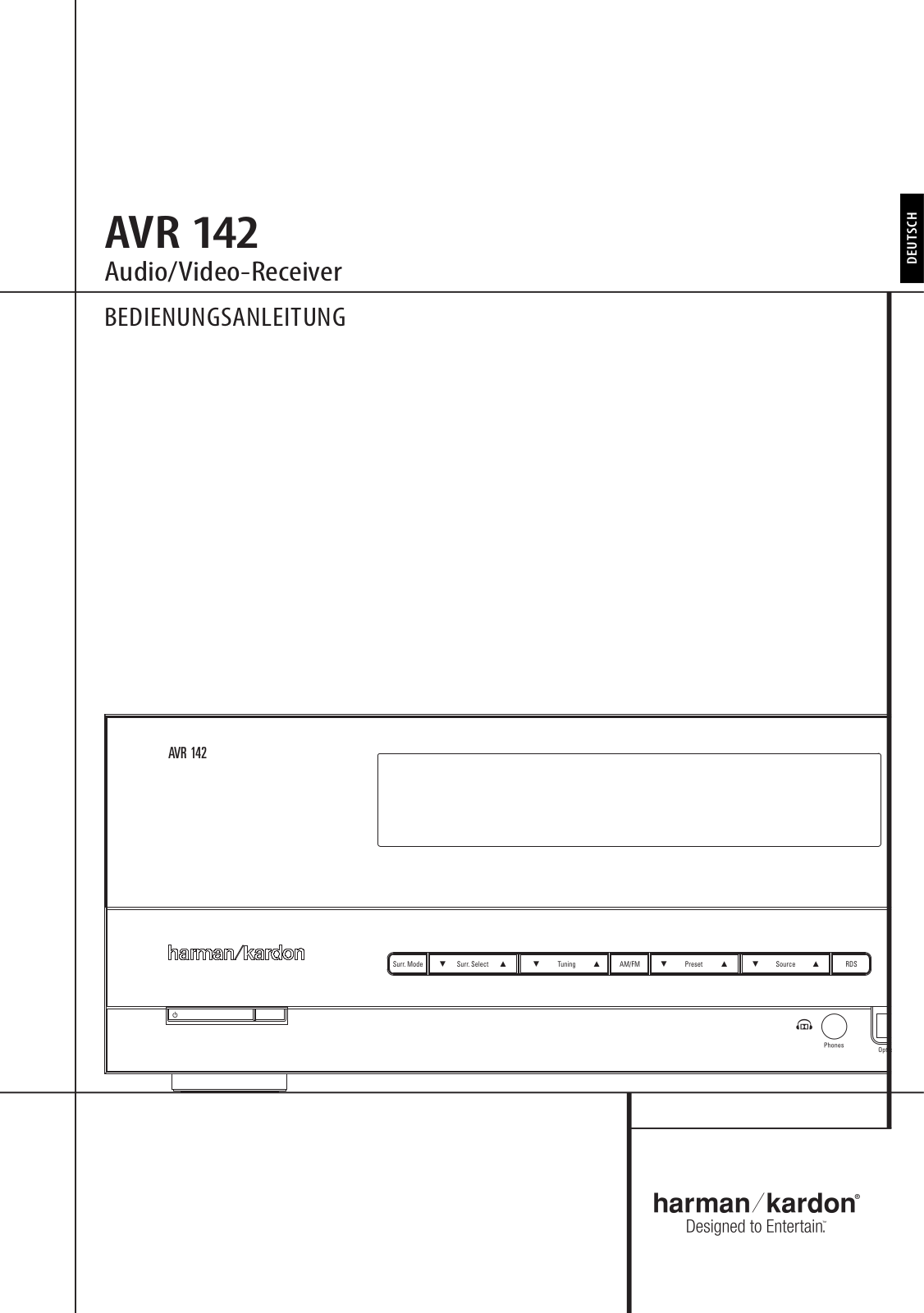 Harman kardon AVR 142 User Manual