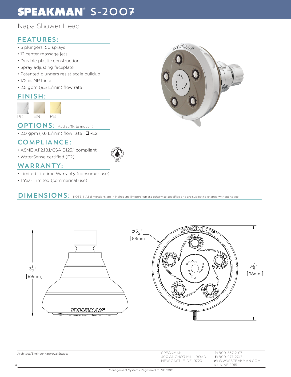 Speakman TCTA1140 Specifications - ManualMachine.com