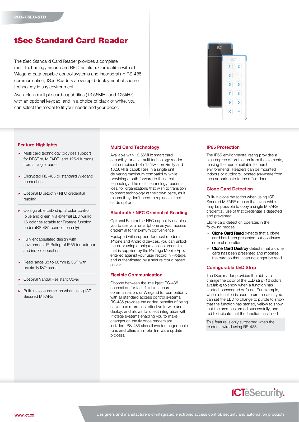 ICT PRX-TSec-STD User Manual