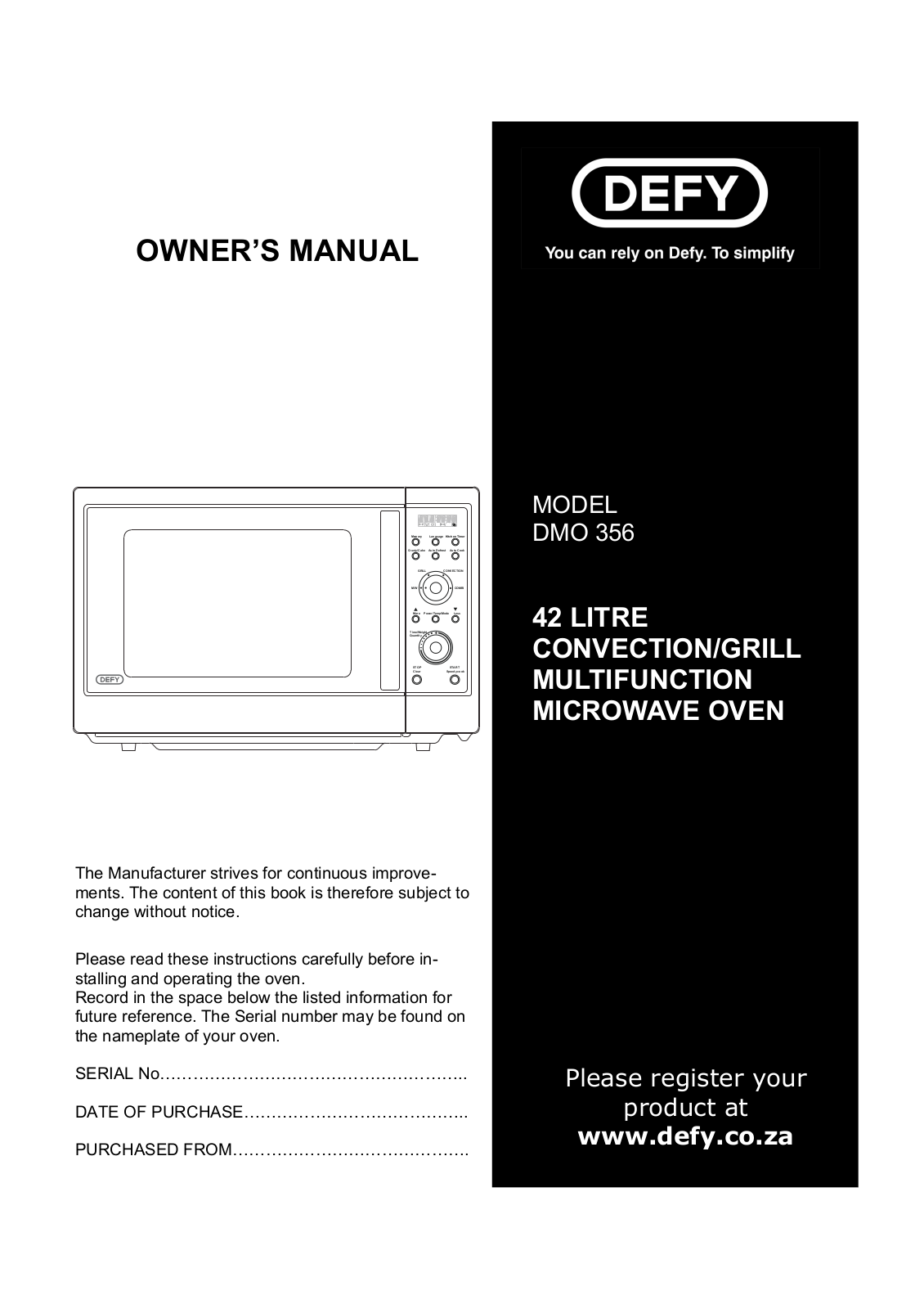 Defy DMO 356 User Manual