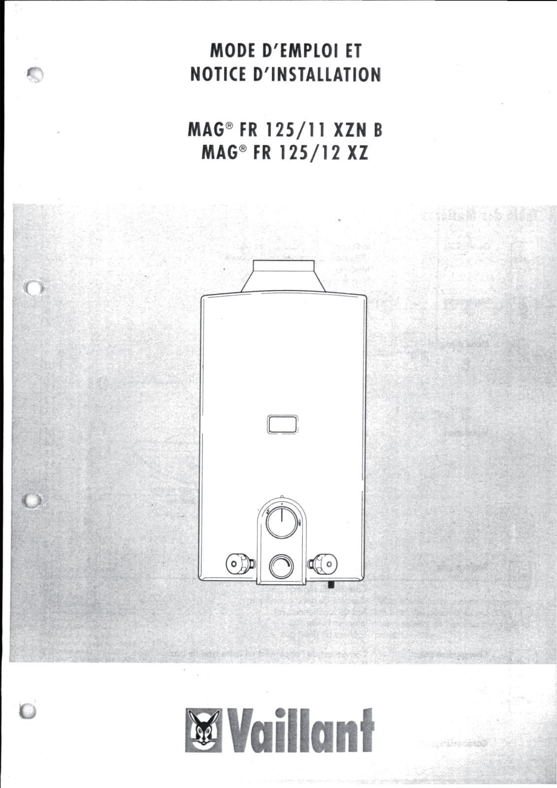 VAILLANT MAG FR 125-11 XZN B, MAG FR 125-12 XZ User Manual