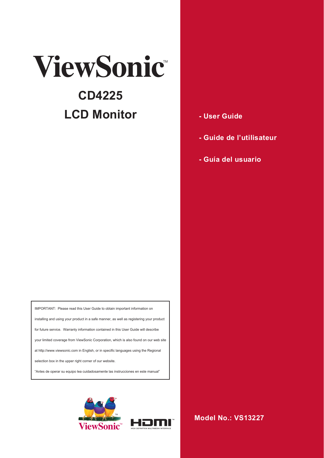 ViewSonic CD4225 User Manual 2