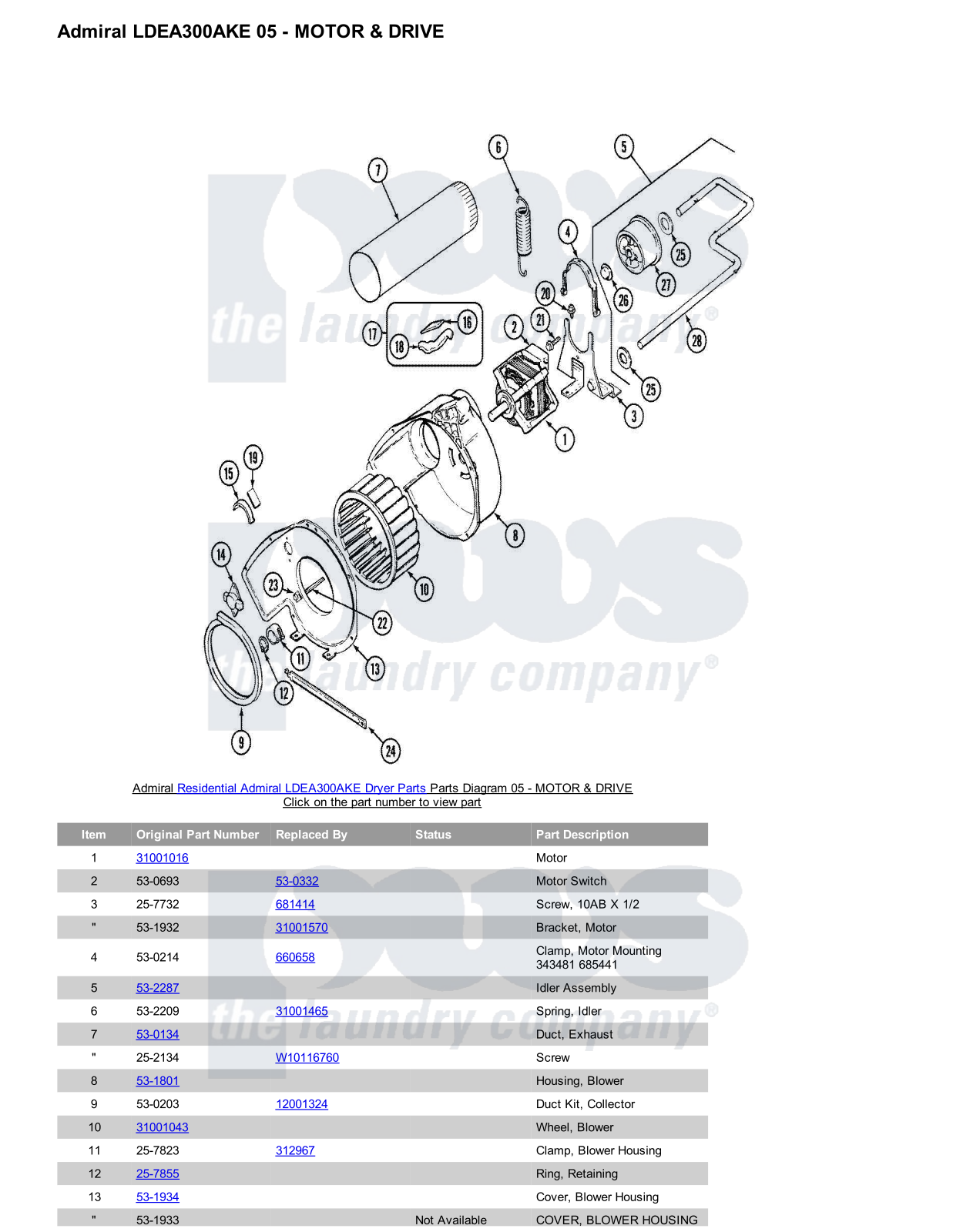 Admiral LDEA300AKE Parts Diagram