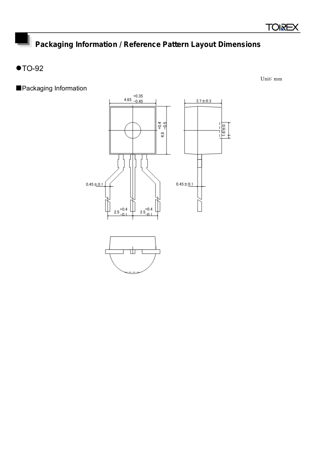 TOREX TO-92 User Manual